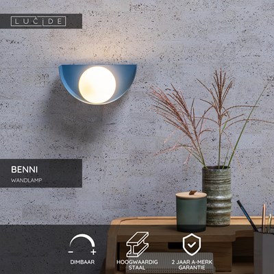 Lucide BENNI - Wandlamp - 1xG9 - Blauw